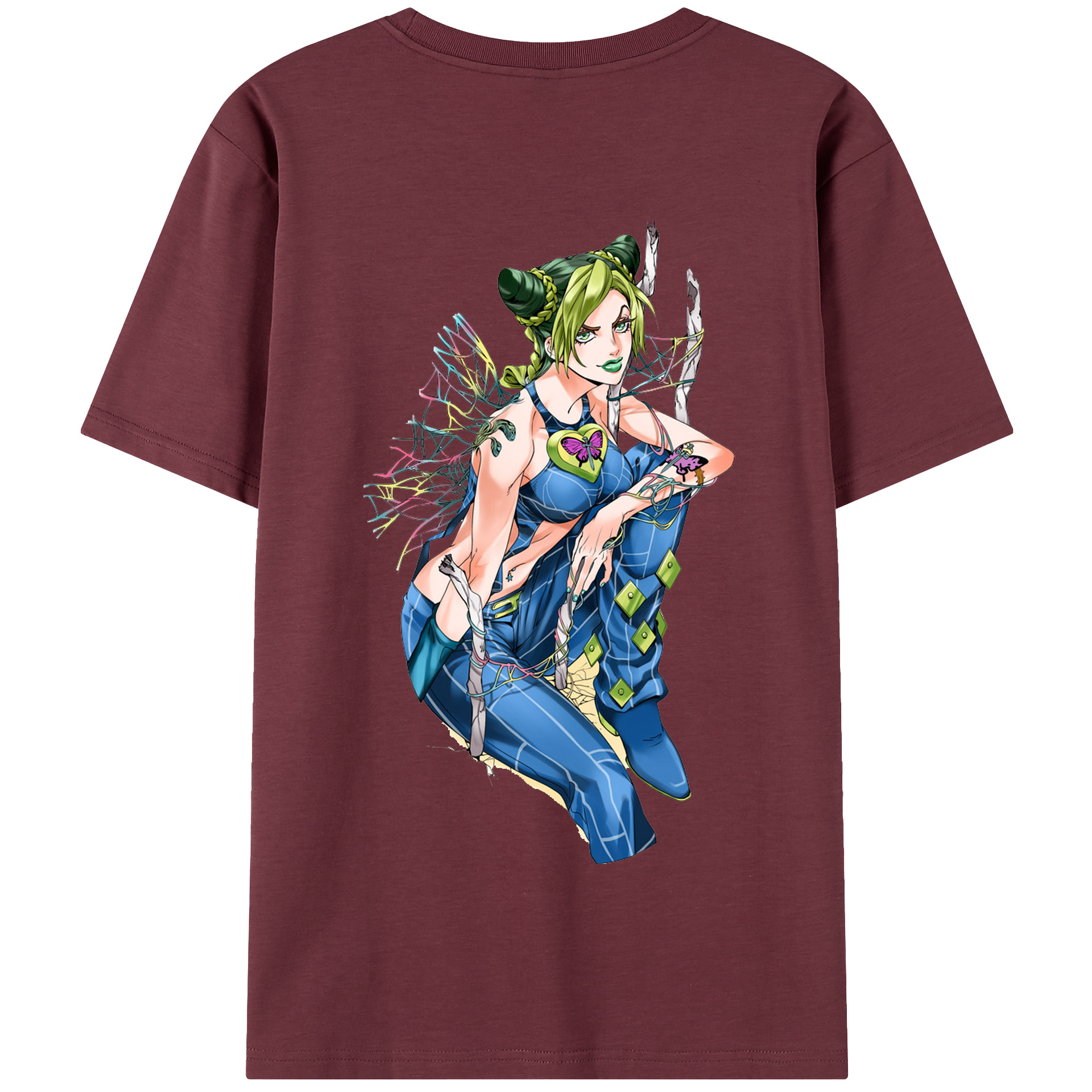 （画像用） "ジョジョの奇妙な冒険 くうじょう ジョリーン JoJo's Bizarre Adventure Jolyne Cujoh " 綿100％半袖Tシャツ（背面プリント）